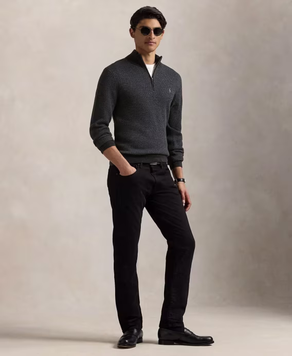 Polo Ralph Lauren Erkek Yıkanabilir Yünlü Çeyrek Fermuarlı Kazak