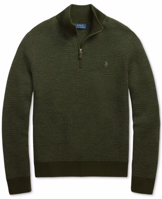 Polo Ralph Lauren Erkek Yıkanabilir Yünlü Çeyrek Fermuarlı Kazak