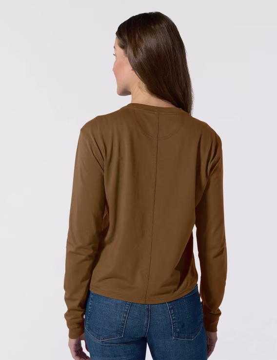 Carhartt Kadın Tencel Fiber Serisi Loose Fit Uzun Kollu Cepli Tişört