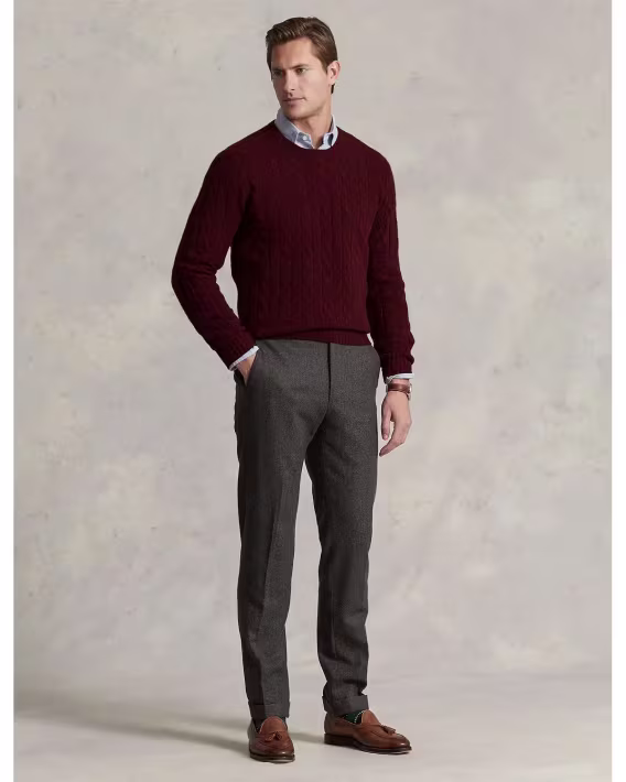 Polo Ralph Lauren Kaşmir Kablo Örgü Yuvarlak Yaka Kazak