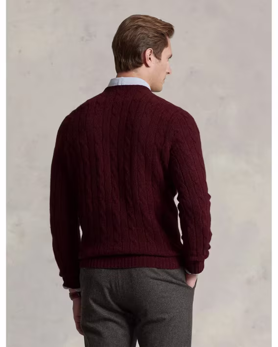Polo Ralph Lauren Kaşmir Kablo Örgü Yuvarlak Yaka Kazak