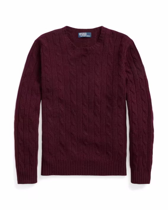 Polo Ralph Lauren Kaşmir Kablo Örgü Yuvarlak Yaka Kazak