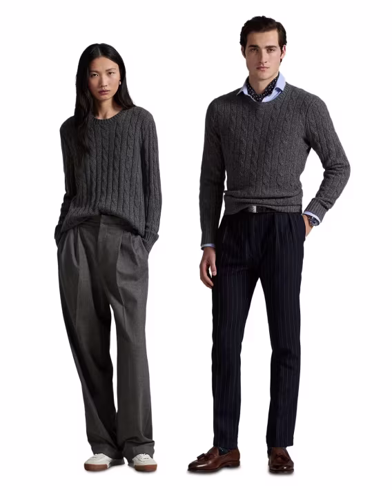 Polo Ralph Lauren Kaşmir Kablo Örgü Yuvarlak Yaka Kazak