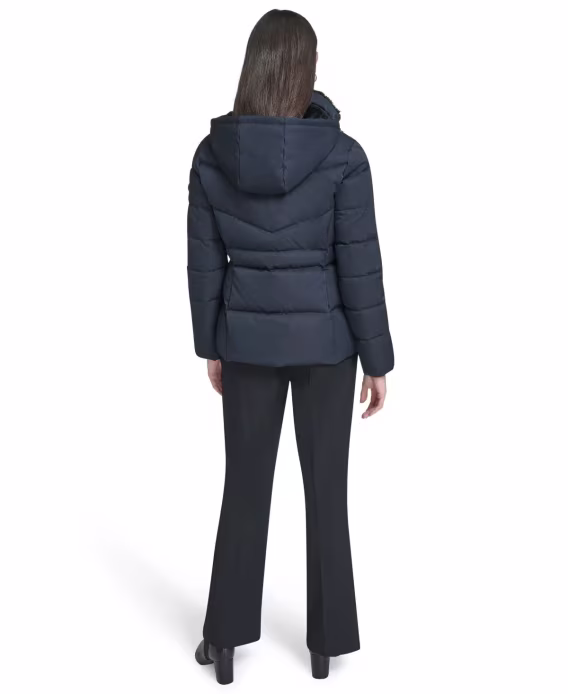 Calvin Klein Kadın Suni Kürk Astarlı Kapşonlu Şişme Mont