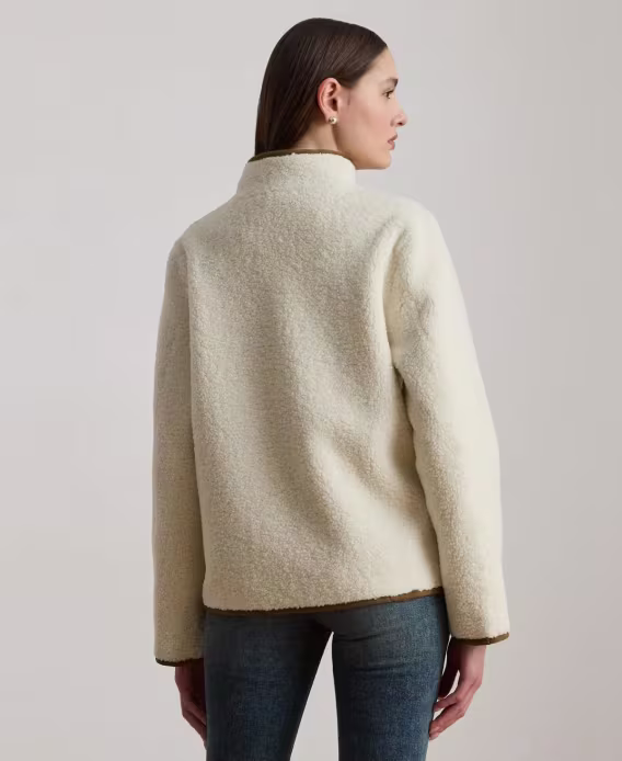 Lauren Ralph Lauren Kadın Suni Süet Kenarlı Polar Ceket