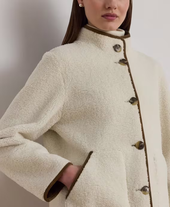 Lauren Ralph Lauren Kadın Suni Süet Kenarlı Polar Ceket