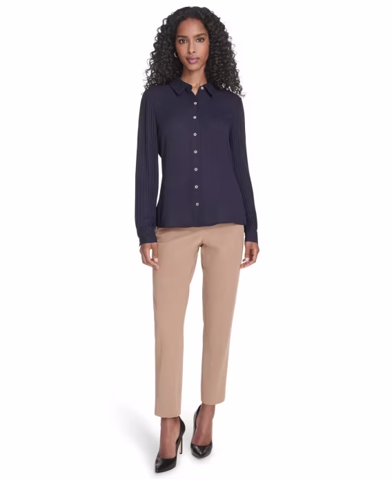 Tommy Hilfiger Kadın Pileli Kollu Düğmeli Bluz