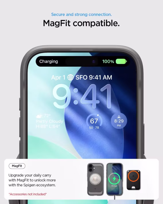 Spigen iPhone 15 Pro Max Manyetik Rugged Armor MagFit Kılıf  Matte Black