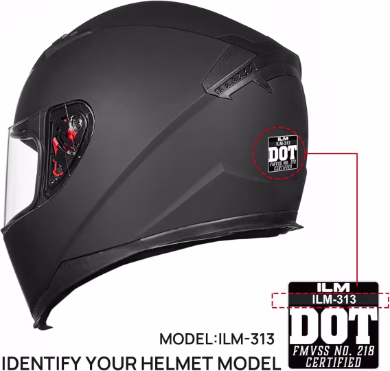 ILM 313317 Tam Yüz Siyah Motosiklet Vizörü