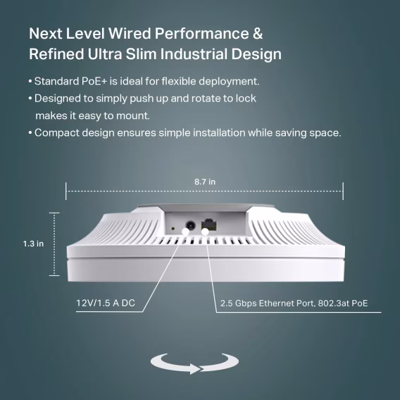 TPLink EAP610 Ultra İnce Kablosuz Erişim Noktası AX1800