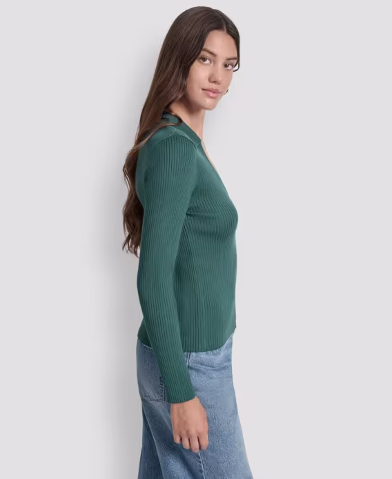 DKNY Jeans Minyon Ribbed Johnny Yakalı Üst