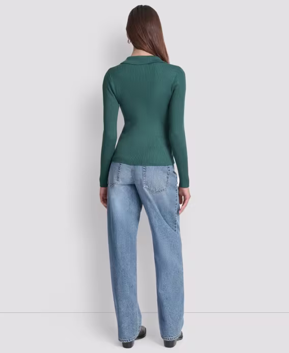 DKNY Jeans Minyon Ribbed Johnny Yakalı Üst