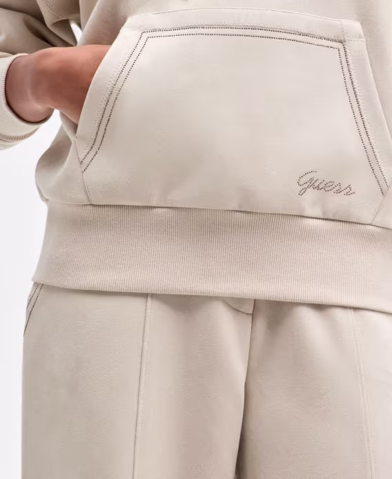 GUESS  Kadın Kapşonlu Scuba Uzun Kol Suni Süet Sweatshirt