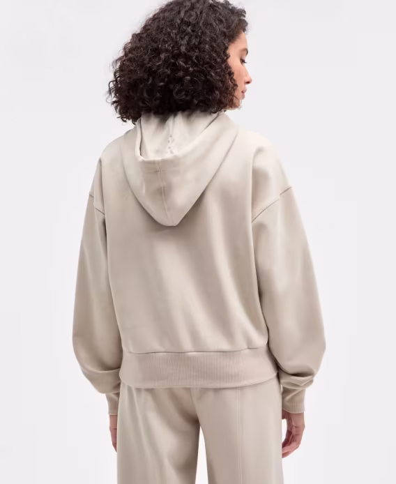 GUESS  Kadın Kapşonlu Scuba Uzun Kol Suni Süet Sweatshirt