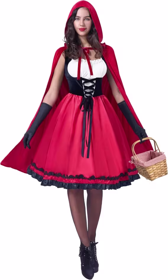 Spooktacular Creations Cadılar Bayramı Kadın Kırmızı Başlıklı Kız Kostümü