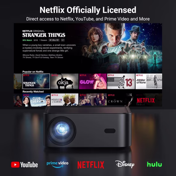 HAPPRUN 1500 ANSI Akıllı Projektör, 4K 300'' Ekran