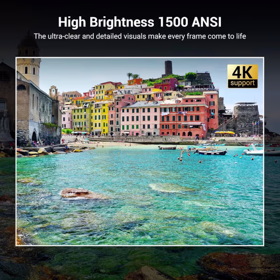 HAPPRUN 1500 ANSI Akıllı Projektör, 4K 300'' Ekran