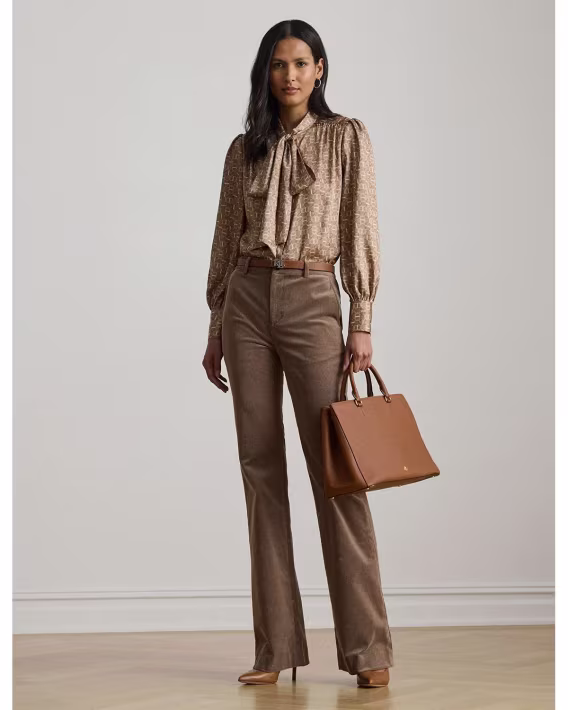 Ralph Lauren Kadın Geo Baskılı Twill Yakalı Bluz