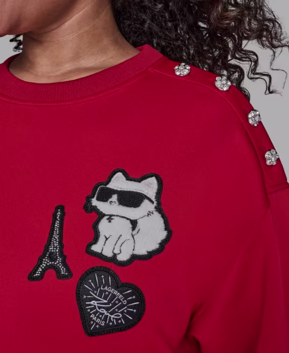 KARL LAGERFELD PARIS Büyük Beden Yamalı Sweatshirt