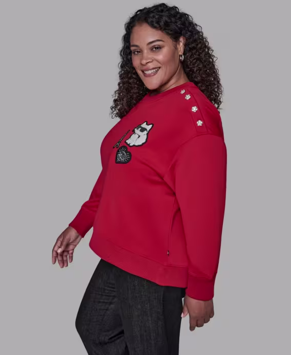 KARL LAGERFELD PARIS Büyük Beden Yamalı Sweatshirt