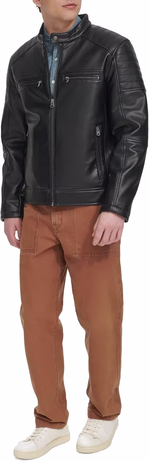 Levi's Erkek Suni Deri Kapüşonlu Racer Ceket