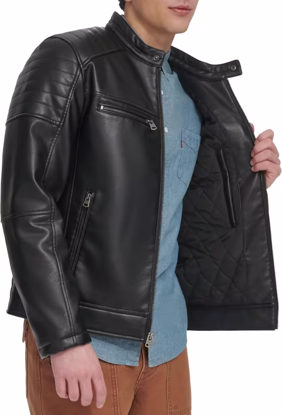 Levi's Erkek Suni Deri Kapüşonlu Racer Ceket