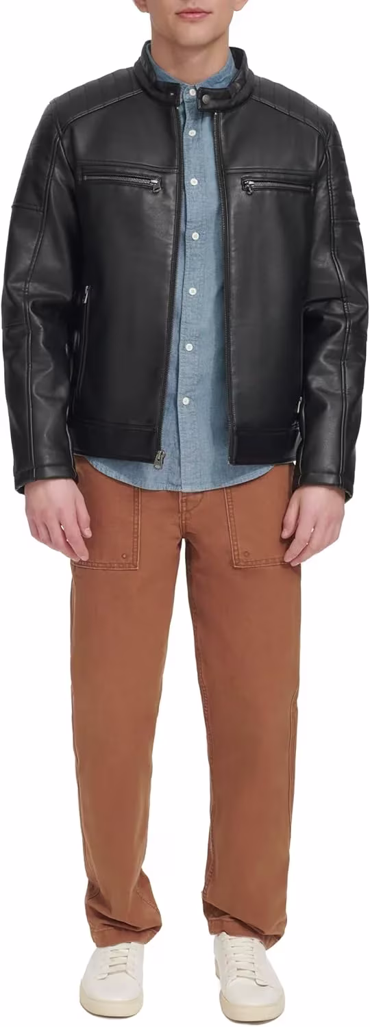 Levi's Erkek Suni Deri Kapüşonlu Racer Ceket