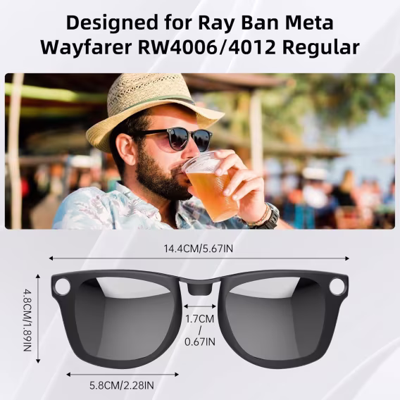 Hibloks 2 Adet Polarize Klips RayBan Meta Wayfarer Akıllı Gözlükler - Large