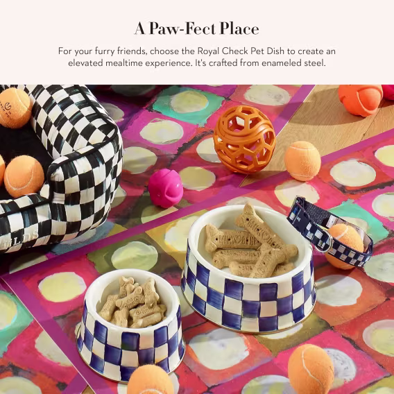 MacKenzieChilds Courtly Check Emaye Evcil Hayvan Tabağı