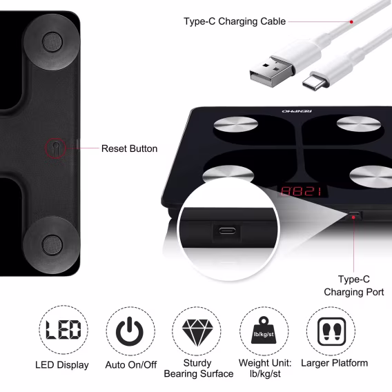 RENPHO Şarj Edilebilir Akıllı Terazi