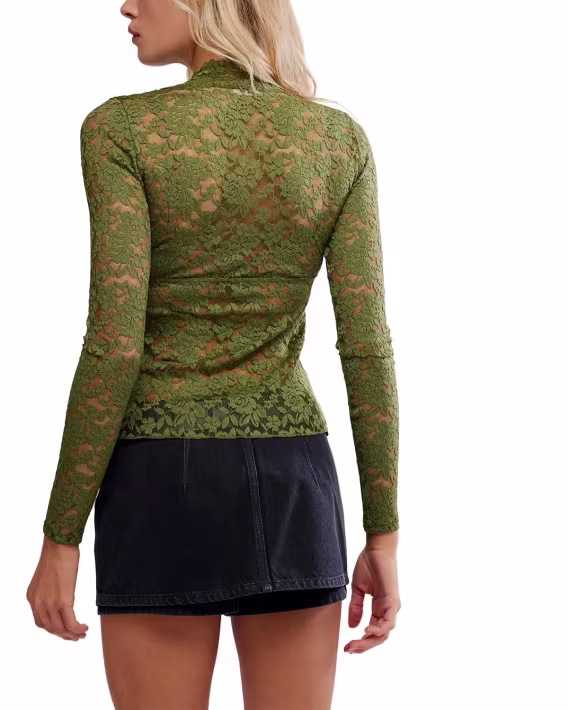 Free People All Day Lace Uzun Kollu Bluz