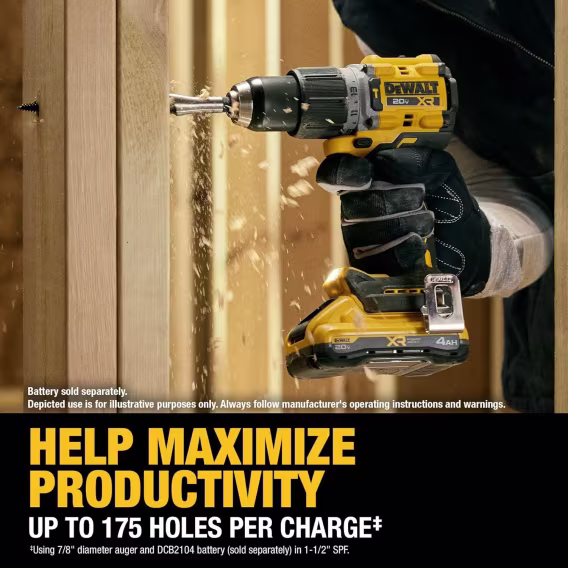 DEWALT 20V MAX XR® Fırçasız Akülü 1/2 inç Darbeli Matkap (Sadece Alet) (DCD806B)