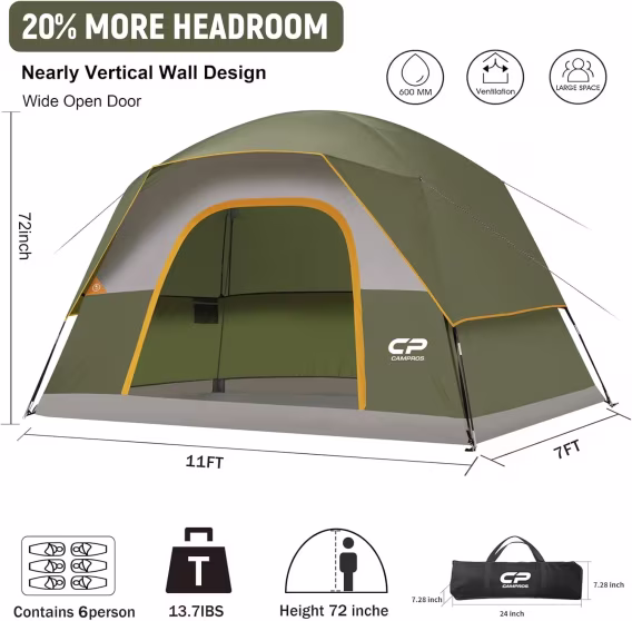 CAMPROS CP 4/8 Kişilik Su Geçirmez Kamp Çadırları