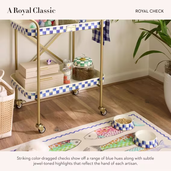 MacKenzieChilds Courtly Check Emaye Evcil Hayvan Tabağı