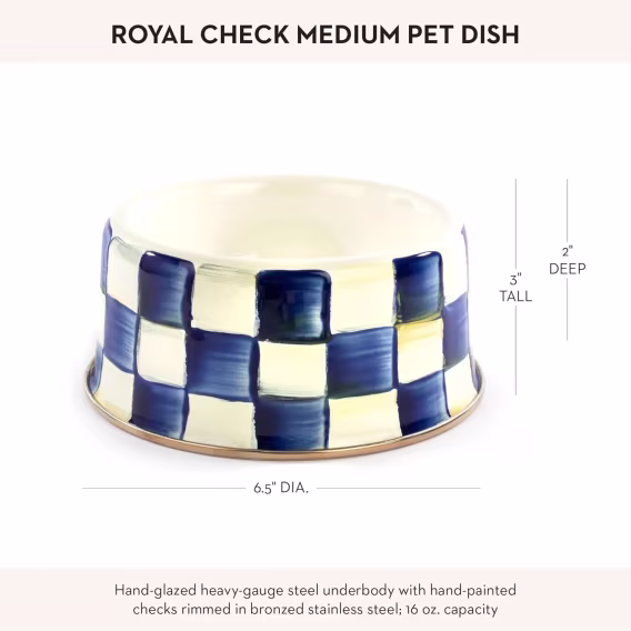 MacKenzieChilds Courtly Check Emaye Evcil Hayvan Tabağı