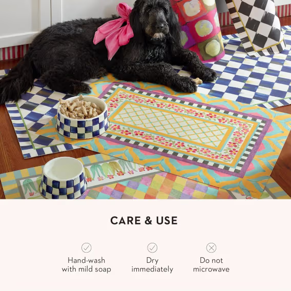 MacKenzieChilds Courtly Check Emaye Evcil Hayvan Tabağı