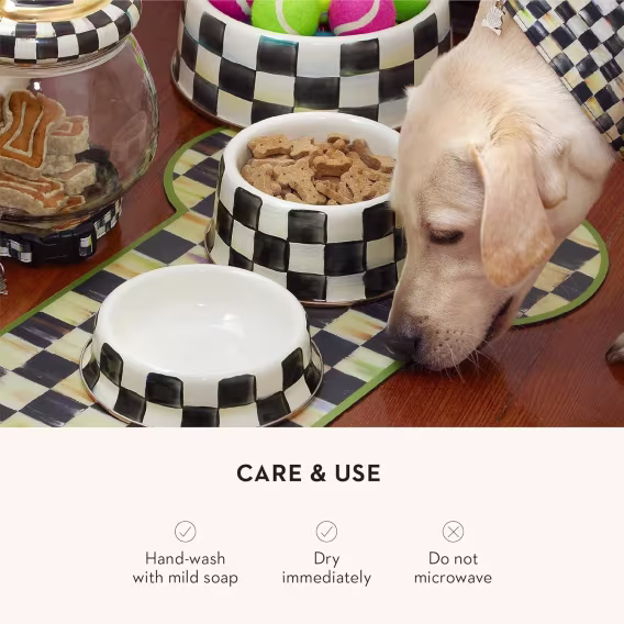 MacKenzieChilds Courtly Check Emaye Evcil Hayvan Tabağı