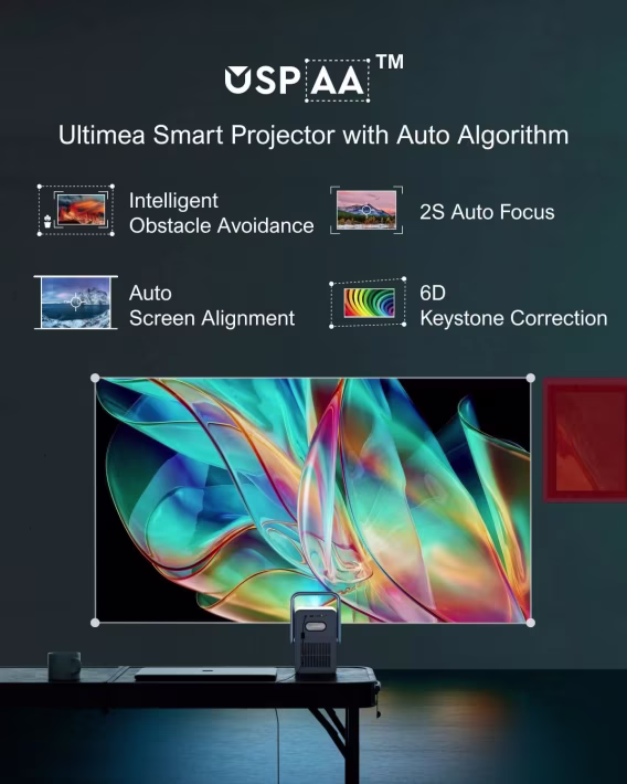 ULTIMEA Projektör 4K 1000 ANSI Lümen Poseidon E40