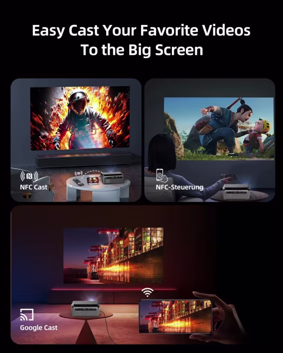 Pxodyda Akıllı LED 4K Projektör Gün Işığı HDR WiFi 6, 2300ANSI