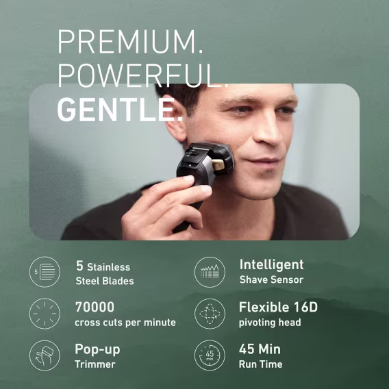 Panasonic ARC5 Islak Kuru 5 Bıçaklı Elektrikli Tıraş Makinesi, Akıllı Tıraş Sensörlü  ES-ALV6HS - Silver