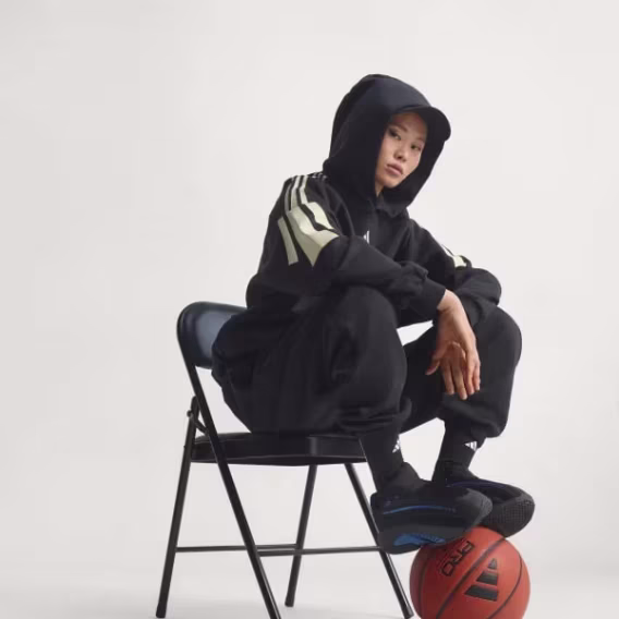 Adidas Unisex Basketbol 3 Şeritli Fleece Kapüşonlu Sweatshirt