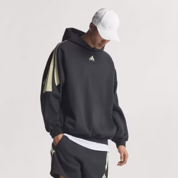 Adidas Unisex Basketbol 3 Şeritli Fleece Kapüşonlu Sweatshirt