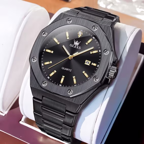 OLEVS Analog Paslanmaz Çelik Su Geçirmez Işıklı Erkek Kol Saati WDS-G3613G-HH