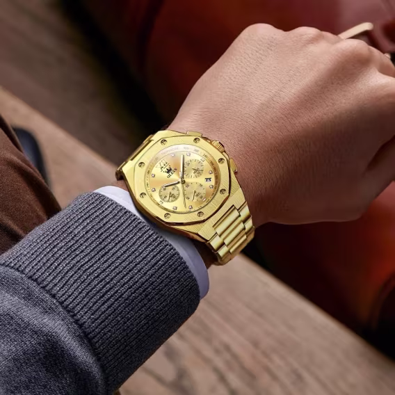 OLEVS Analog Paslanmaz Çelik Su Geçirmez Işıklı Erkek Kol Saati WDS-G3626G-CG