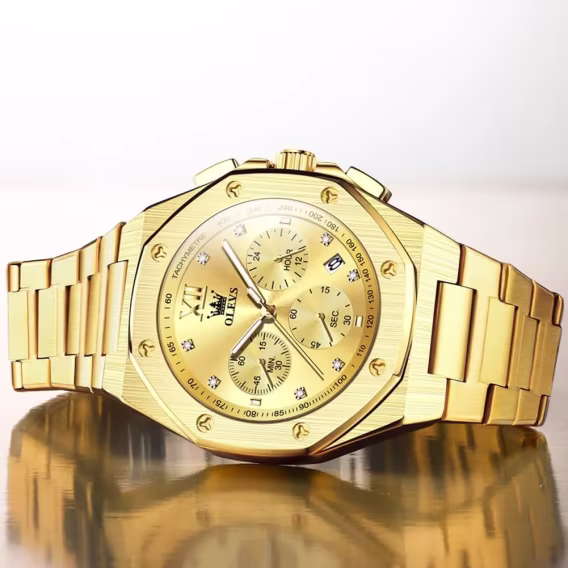 OLEVS Analog Paslanmaz Çelik Su Geçirmez Işıklı Erkek Kol Saati WDS-G3626G-CG