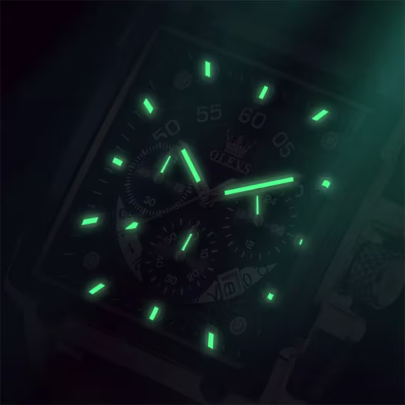 OLEVS Kuvars Kronograf Deri Kayışlı Su Geçirmez Erkek Kol Saati Silver/Siyah MJG9919