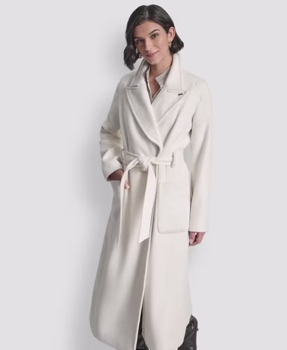 DKNY Kadın Çentik Yaka Kemerli Sarma Kaban