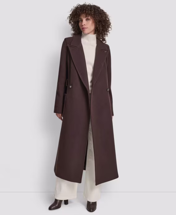 DKNY Kadın Çentik Yaka Kemerli Sarma Kaban