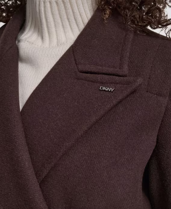 DKNY Kadın Çentik Yaka Kemerli Sarma Kaban