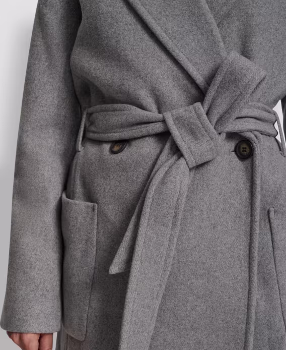 DKNY Kadın Çentik Yaka Kemerli Sarma Kaban